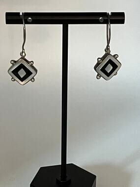 Rare Aceloni Vintage sterling mother of pearl, black onyx inlay signed